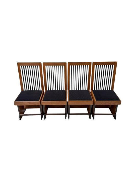 Four Art Deco Modernist High Back Dining Chairs by Architect Caspers, 1920s